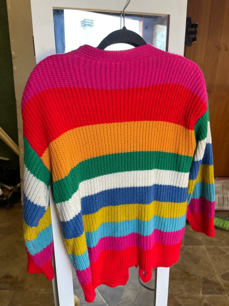Cardigan de rayas multicolor para mujer - 2
