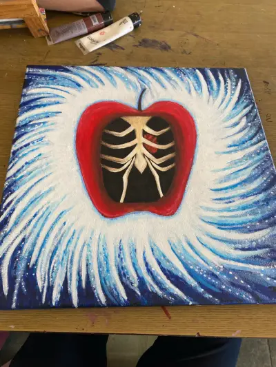 Cuadro Pintado a Mano de Manzana Abstracta - miniatura 2