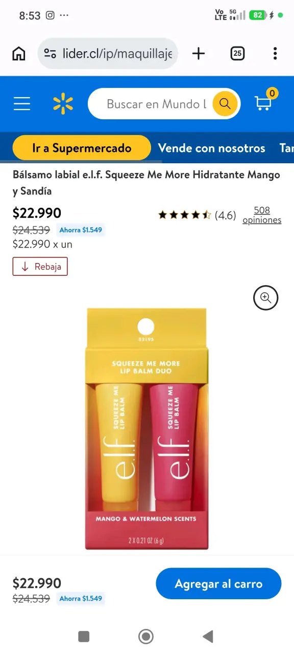 Bálsamo labial e.l.f. Squeeze Me More Mango y Sandía