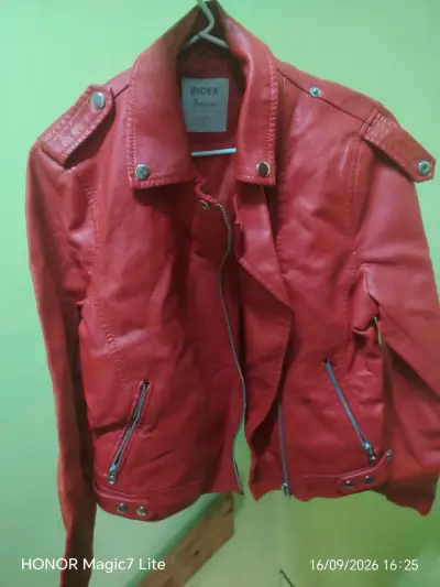 Chaqueta de cuero roja Index Basics - miniatura 1