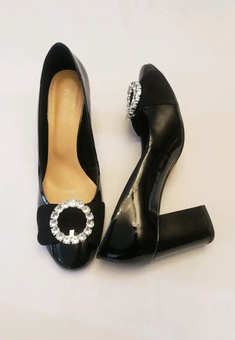 Zapatos de tacón negros con adorno de cristal Pollini - 1
