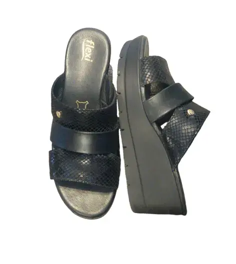 Sandalias de plataforma negras Flexi con diseño de serpiente - 3