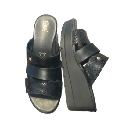 Sandalias de plataforma negras Flexi con diseño de serpiente - miniatura 3