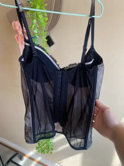 Corset negro con encaje para mujer - miniatura 2