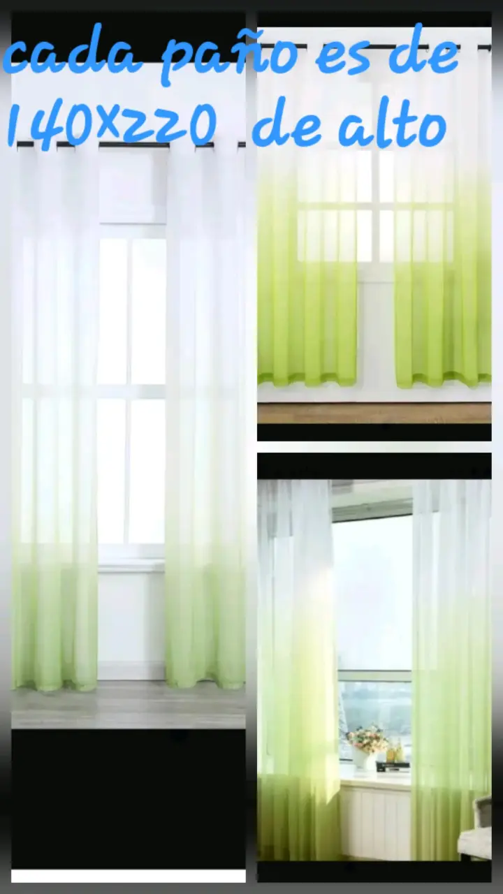 Cortinas translúcidas degradadas verde y rosado - 1