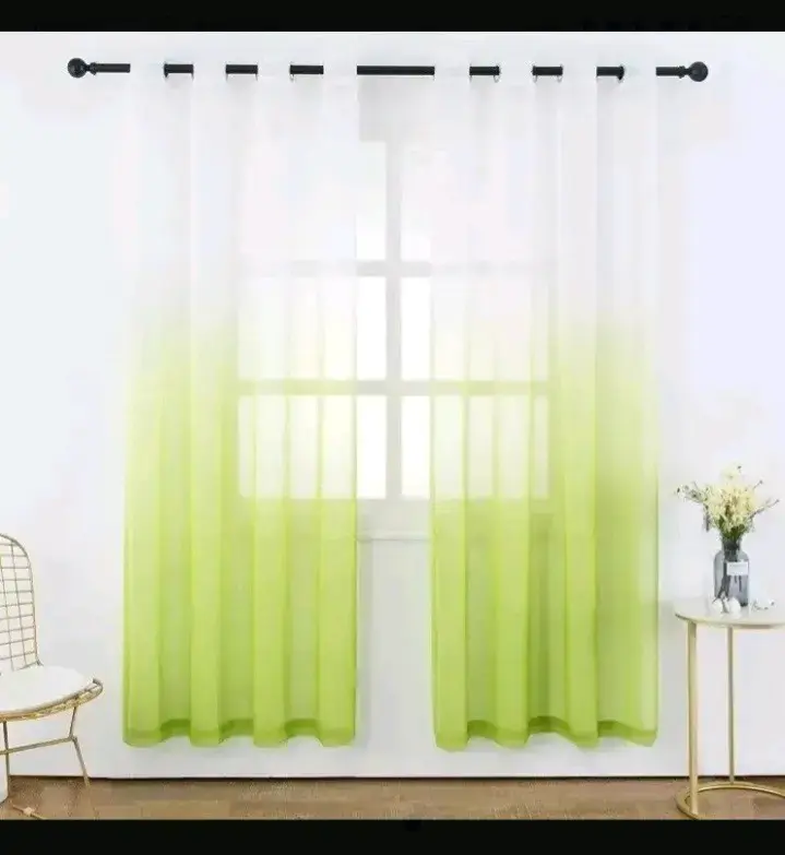 Cortinas translúcidas degradadas verde y rosado - 2