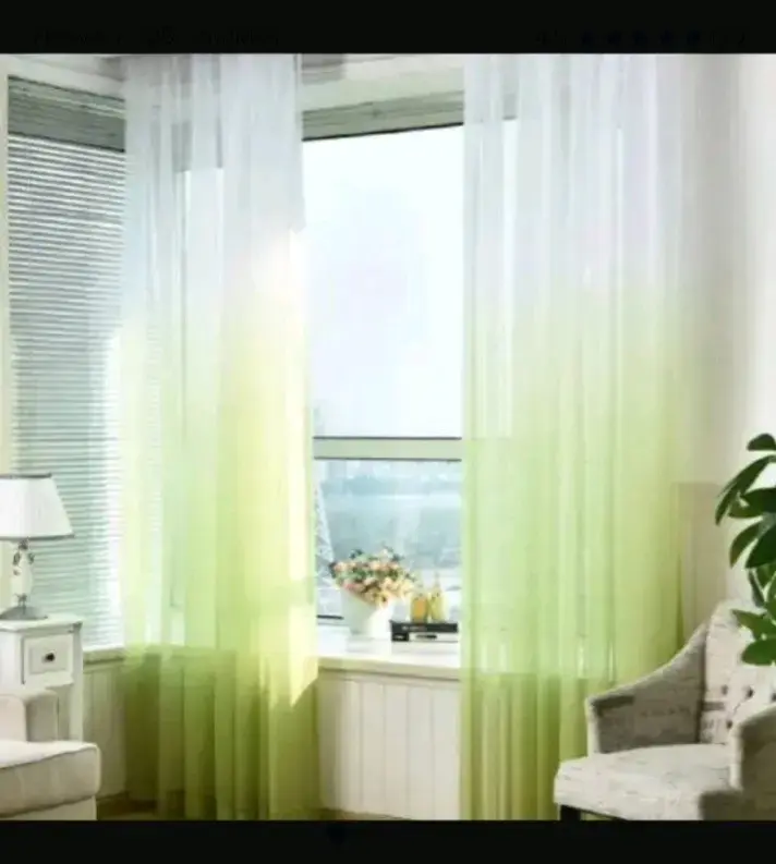 Cortinas translúcidas degradadas verde y rosado - 3