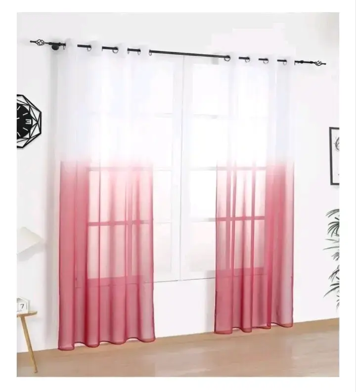 Cortinas translúcidas degradadas verde y rosado - 5