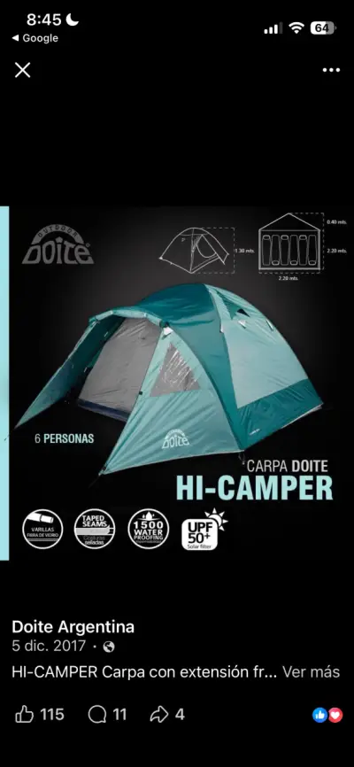 Carpa familiar Doite Sunterra EXR6 para camping - miniatura 3