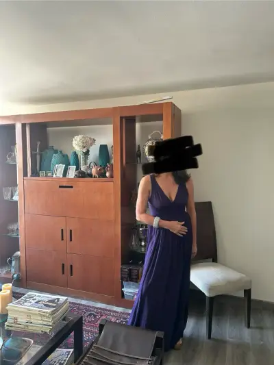 Vestido largo morado elegante para mujer - miniatura 5