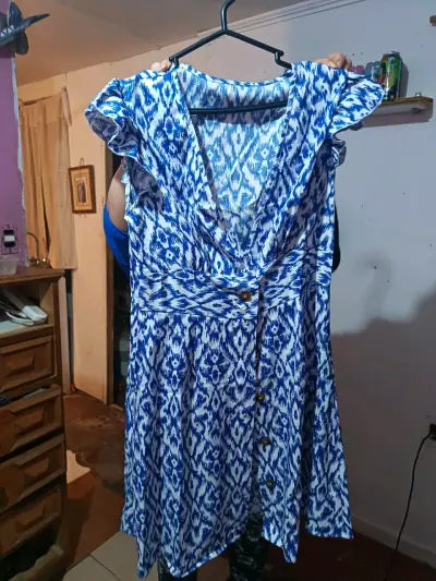 Vestido azul con estampado geométrico - miniatura 1