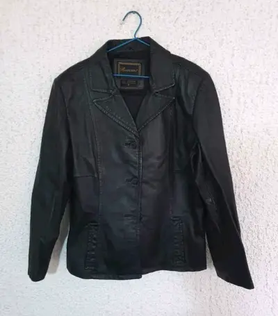Chaqueta de cuero negro Rossano para mujer - miniatura 1