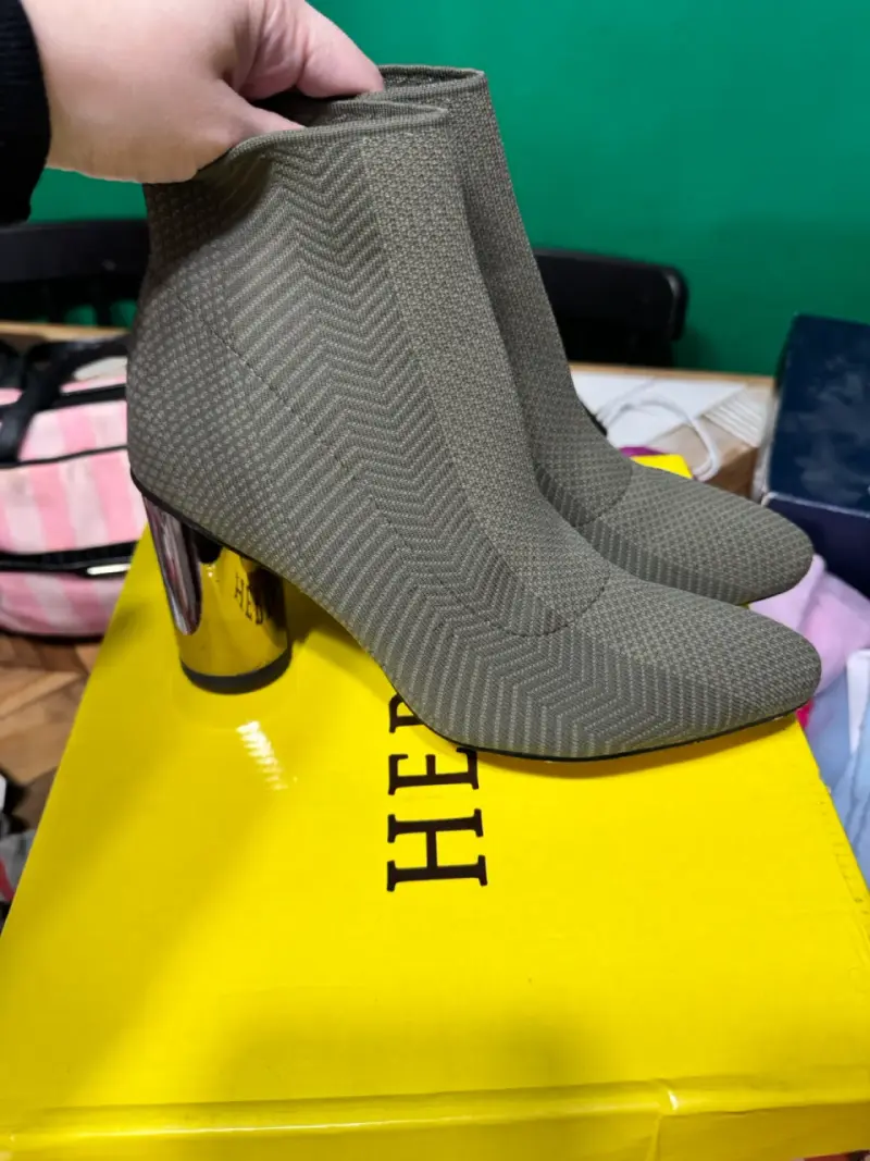 Botines de tela con tacón metálico - 1