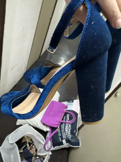 Sandalias de tacón alto azul Via Uno - miniatura 3