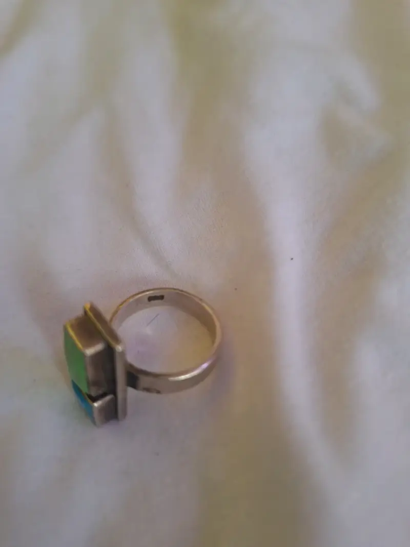 Anillo de plata con piedras verdes y azules - 3