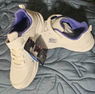 Zapatillas deportivas blancas con morado Skechers - miniatura 1