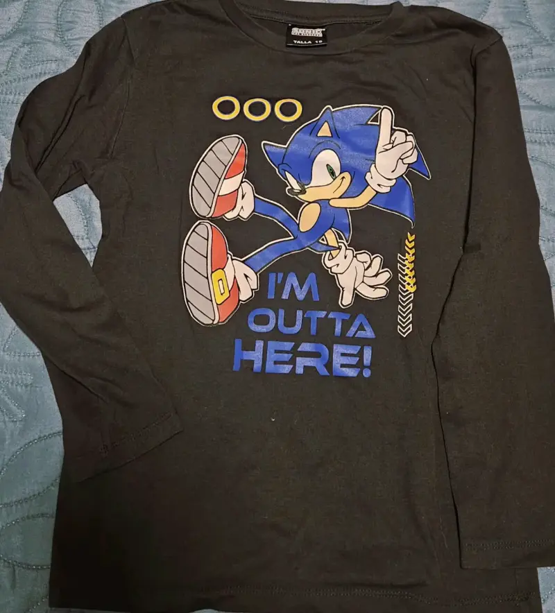 Polera manga larga Sonic para niño, Talla 8