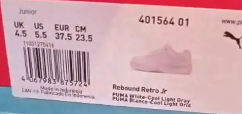 Zapatillas blancas Puma Rebound Retro Jr, N° 37 - 2