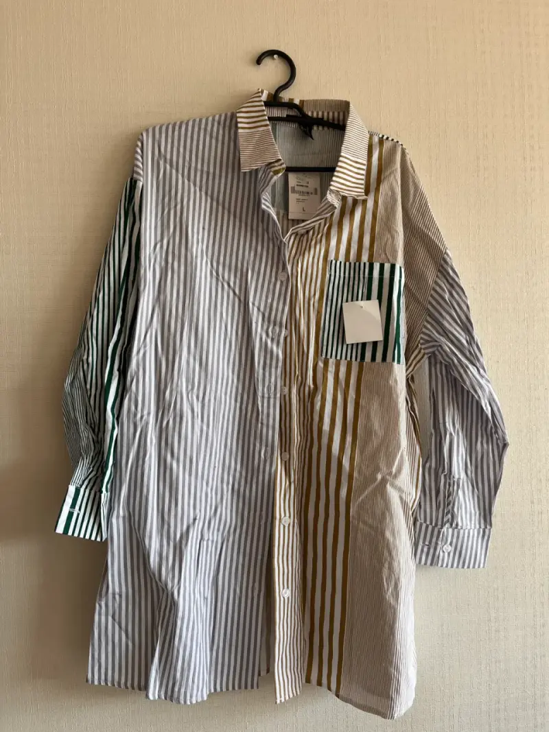 Camisa de rayas multicolor para hombre talla L