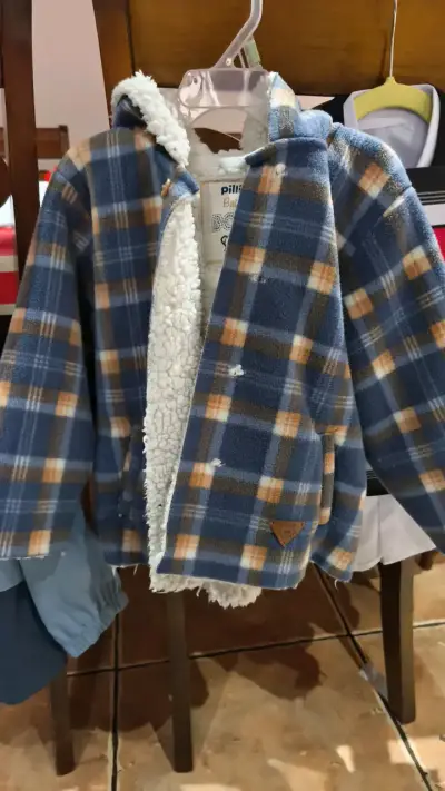 Chaqueta de niño Pilim Baby a cuadros con chiporro - miniatura 1