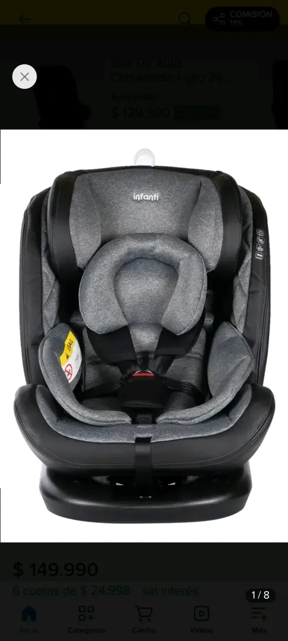 Silla de auto convertible Infanti I-giro 360° gris - 1