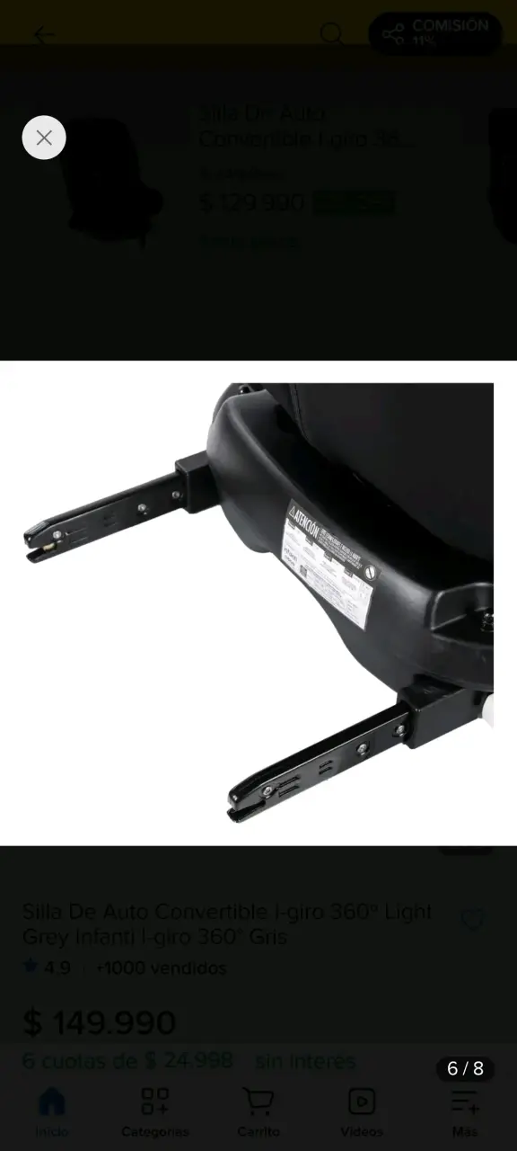 Silla de auto convertible Infanti I-giro 360° gris - 3
