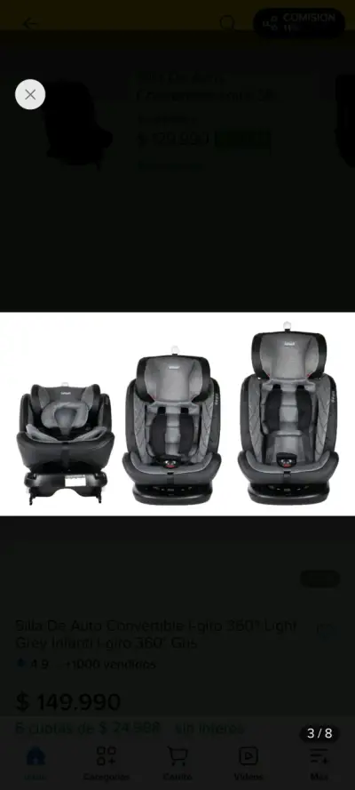 Silla de auto convertible Infanti I-giro 360° gris - miniatura 4