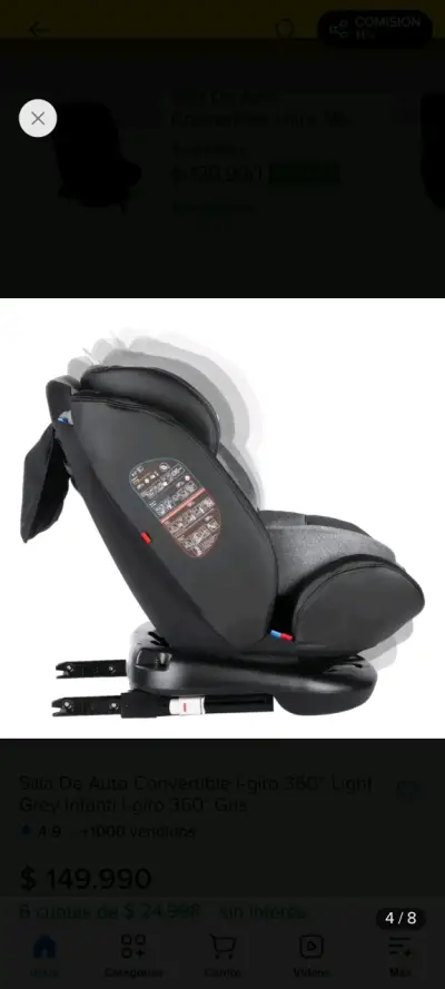 Silla de auto convertible Infanti I-giro 360° gris - miniatura 5