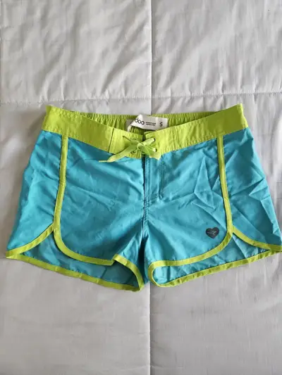 Shorts deportivos/de baño mujer celeste y verde S - miniatura 1