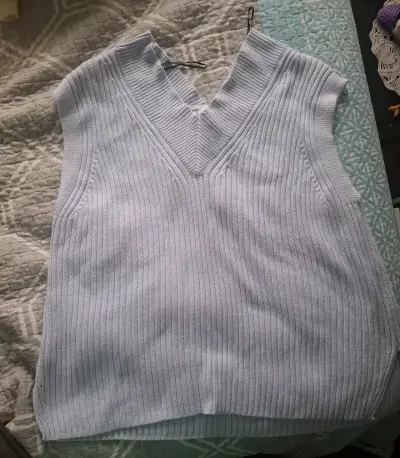 Chaleco sin mangas de punto celeste claro H&M - miniatura 1