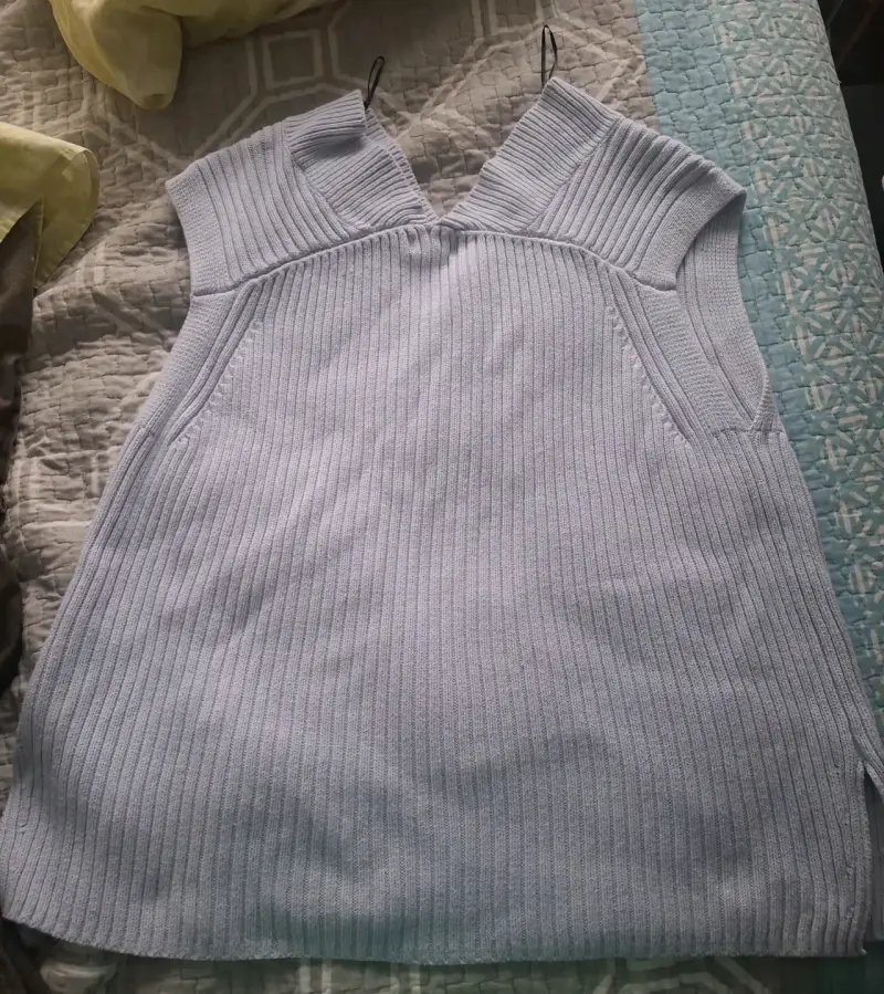 Chaleco sin mangas de punto celeste claro H&M - 3