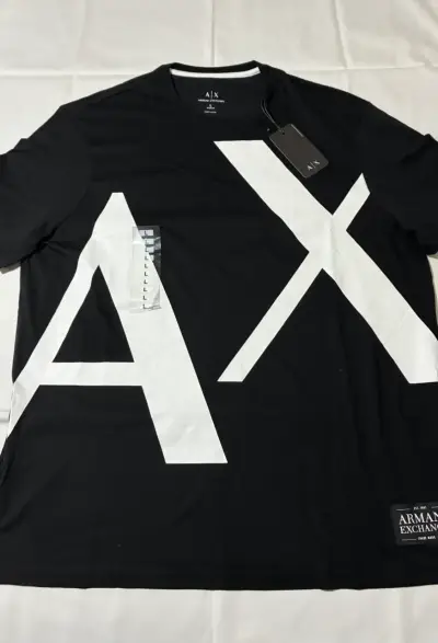 Polera Negra Armani Exchange con Logo Grande - miniatura 1