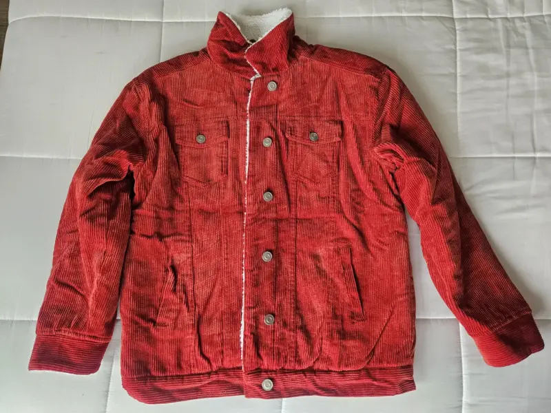 Chaqueta de cotele roja con forro de chiporro S