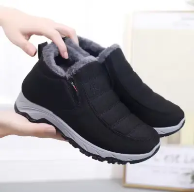 Botines de invierno negros con forro de felpa - miniatura 1