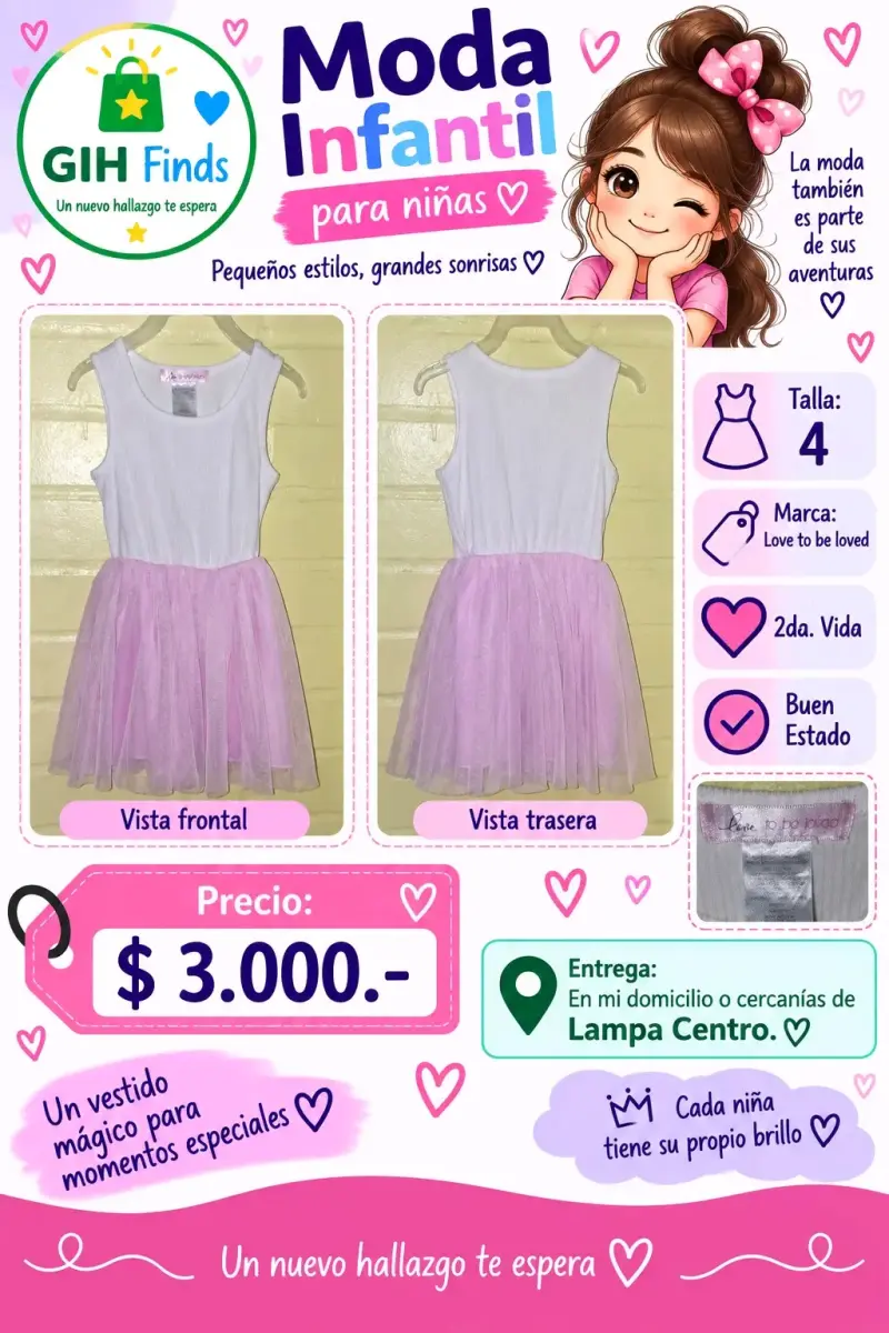 Vestido infantil Love to be loved talla 4