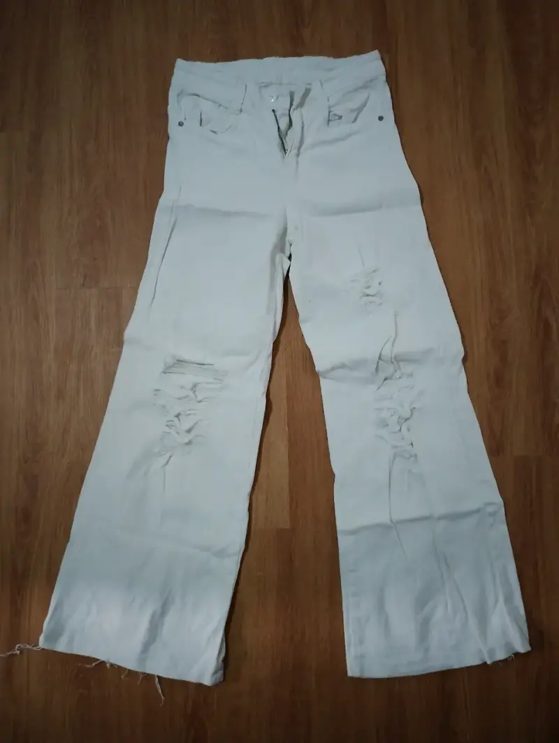 Pantalones blancos rasgados Best West talla 38 - 1