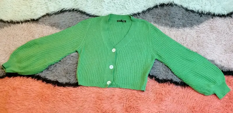 Cárdigan verde de punto para mujer