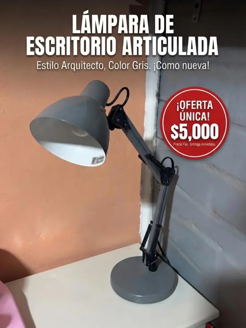 Lámpara de escritorio articulada gris estilo arquitecto