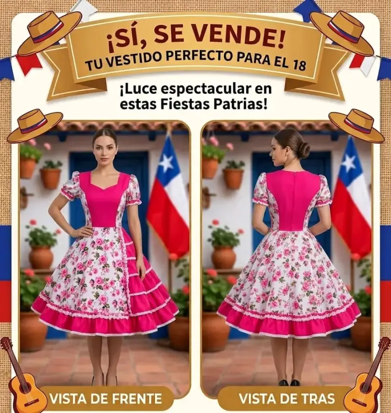 Vestido de Fiesta Patrias Mujer Floral