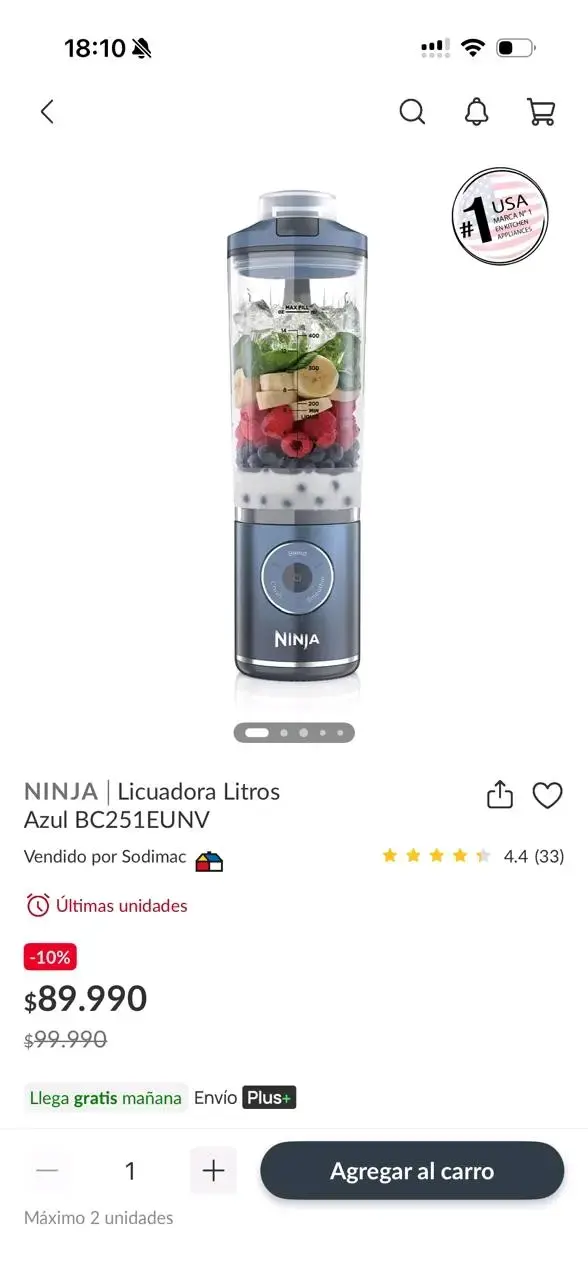 Licuadora Portátil Ninja Blast Max 570ml - 5