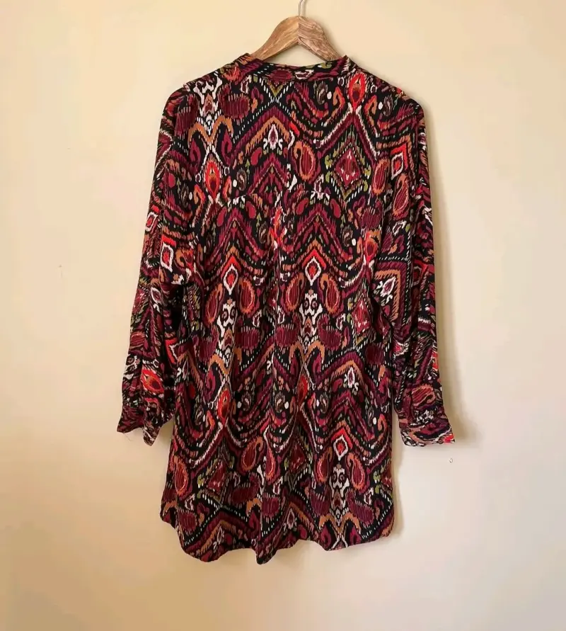 Vestido estampada bohemia de manga larga - 2