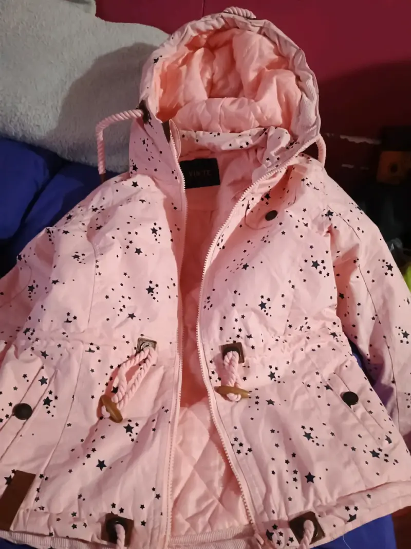 Chaqueta de invierno rosa con estrellas para niña - 2