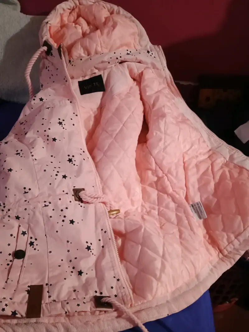 Chaqueta de invierno rosa con estrellas para niña - 4