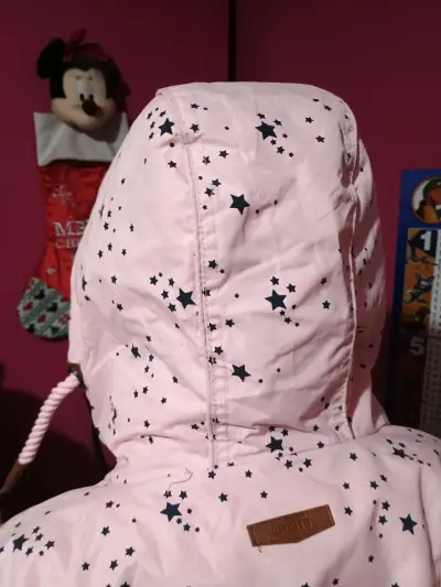 Chaqueta de invierno rosa con estrellas para niña - miniatura 5
