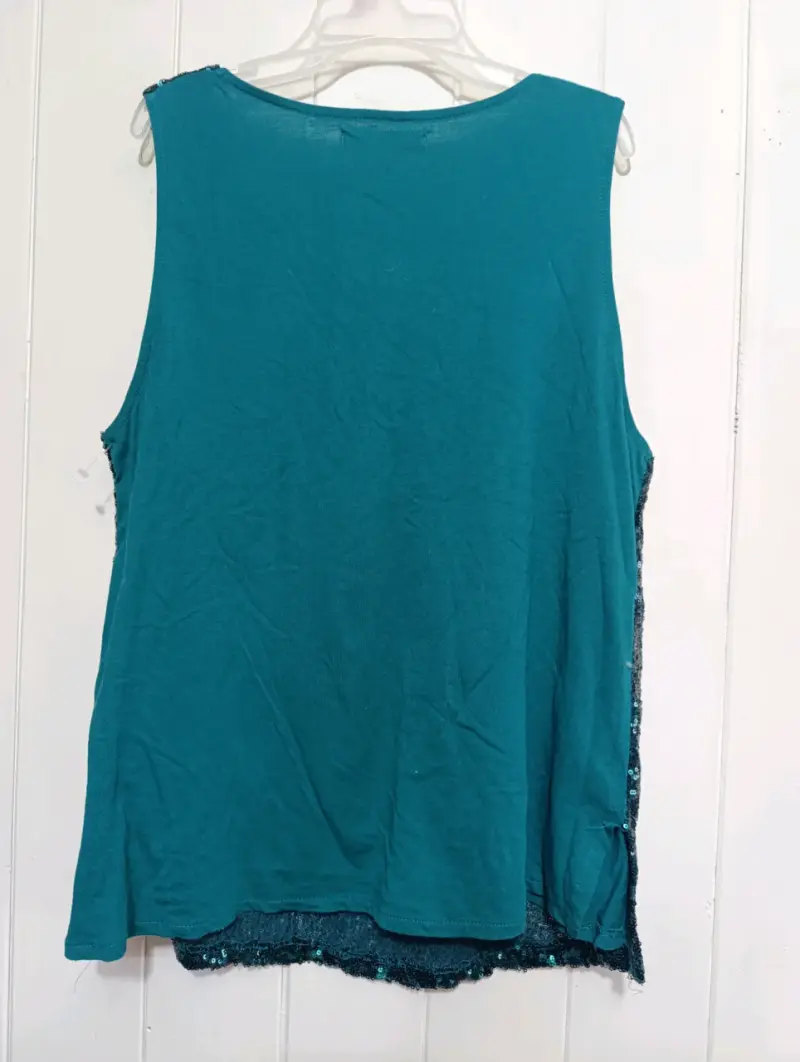 Blusa sin mangas con lentejuelas verde Sfera Basic - 3