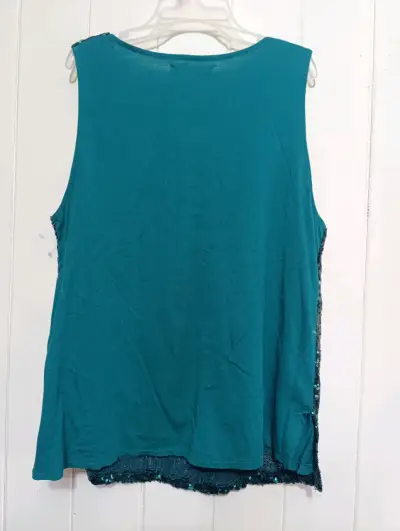 Blusa sin mangas con lentejuelas verde Sfera Basic - miniatura 3