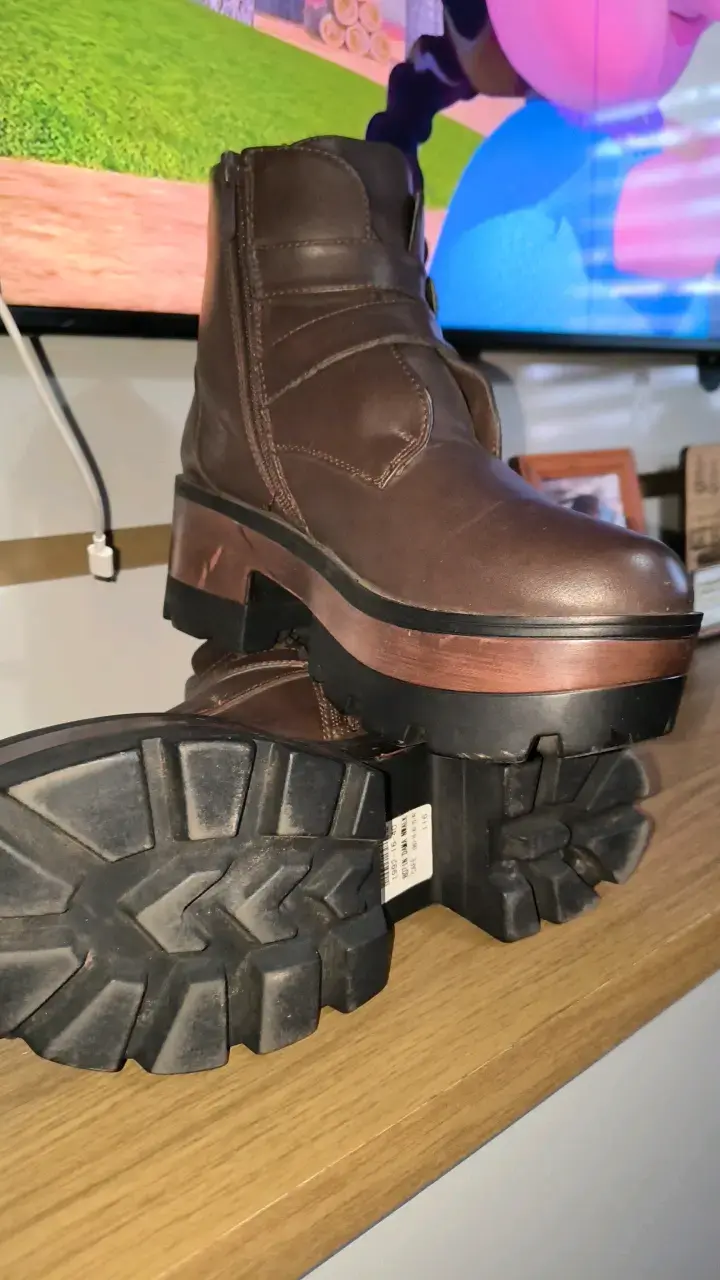 Botines de cuero marrón con plataforma - 2