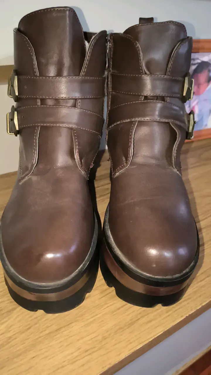 Botines de cuero marrón con plataforma - 5