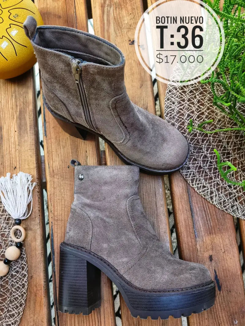 Botines de gamuza marrón con tacón alto - 3