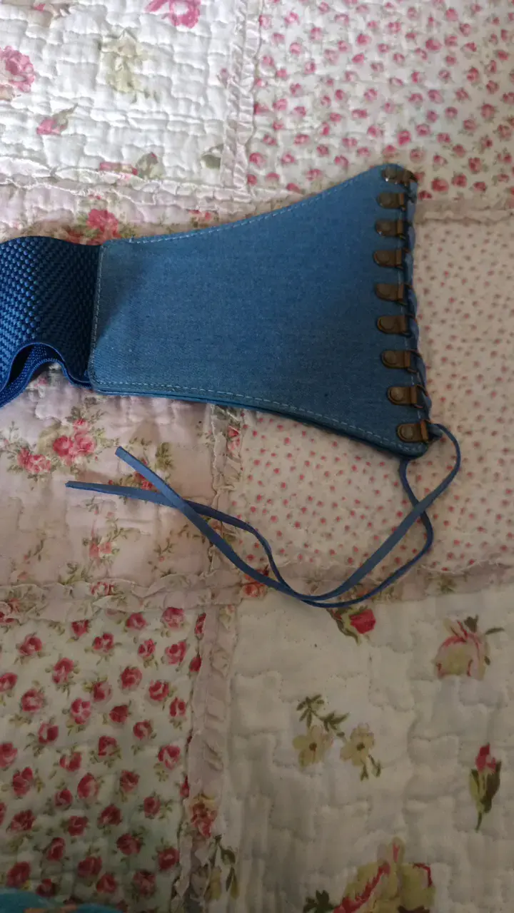 Cinturón corset de mezclilla azul con cordones - 4